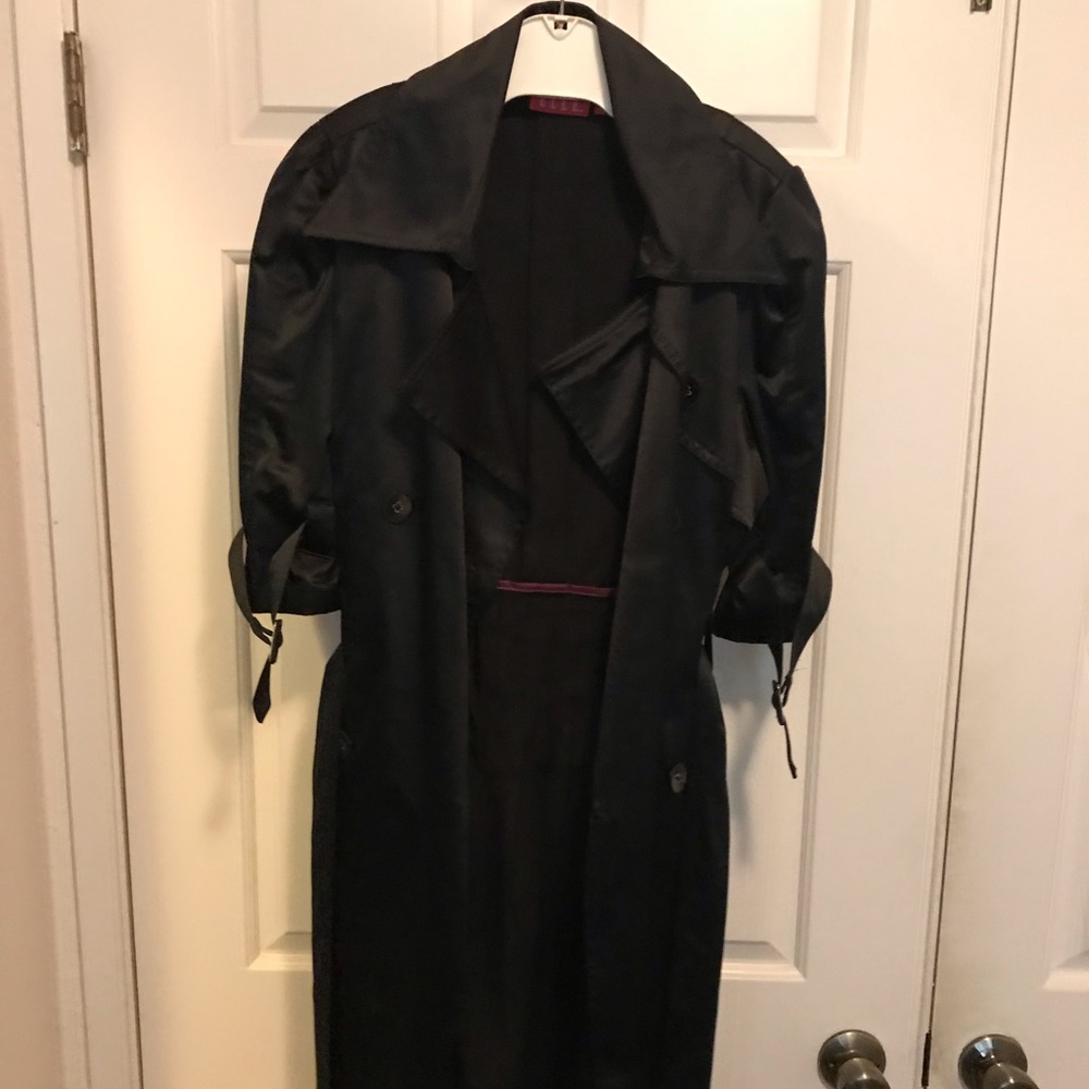 Black satin 3/4 sleeve rain jacket